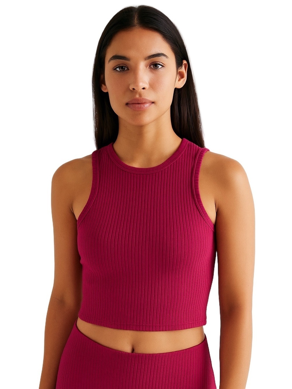 MINKPINK Fuschia Fitted Knit Cropped Tank